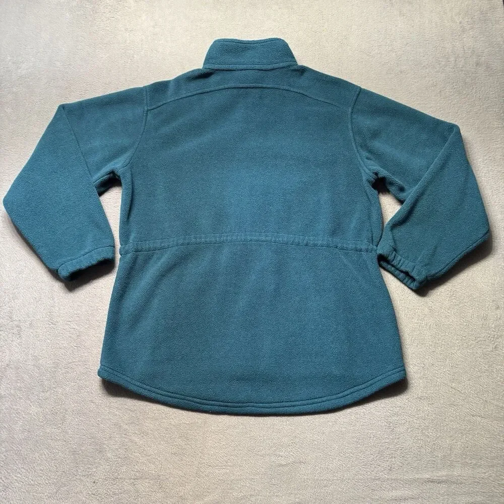 LL Bean Womens Medium Regular Fleece Jacket Teal Green Full Zip Outdoor Warm EUC